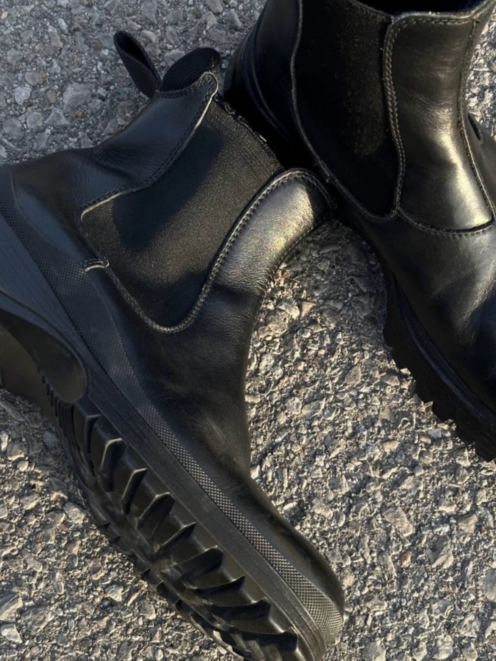 Prada Brixxen Black Leather Chelsea Boots